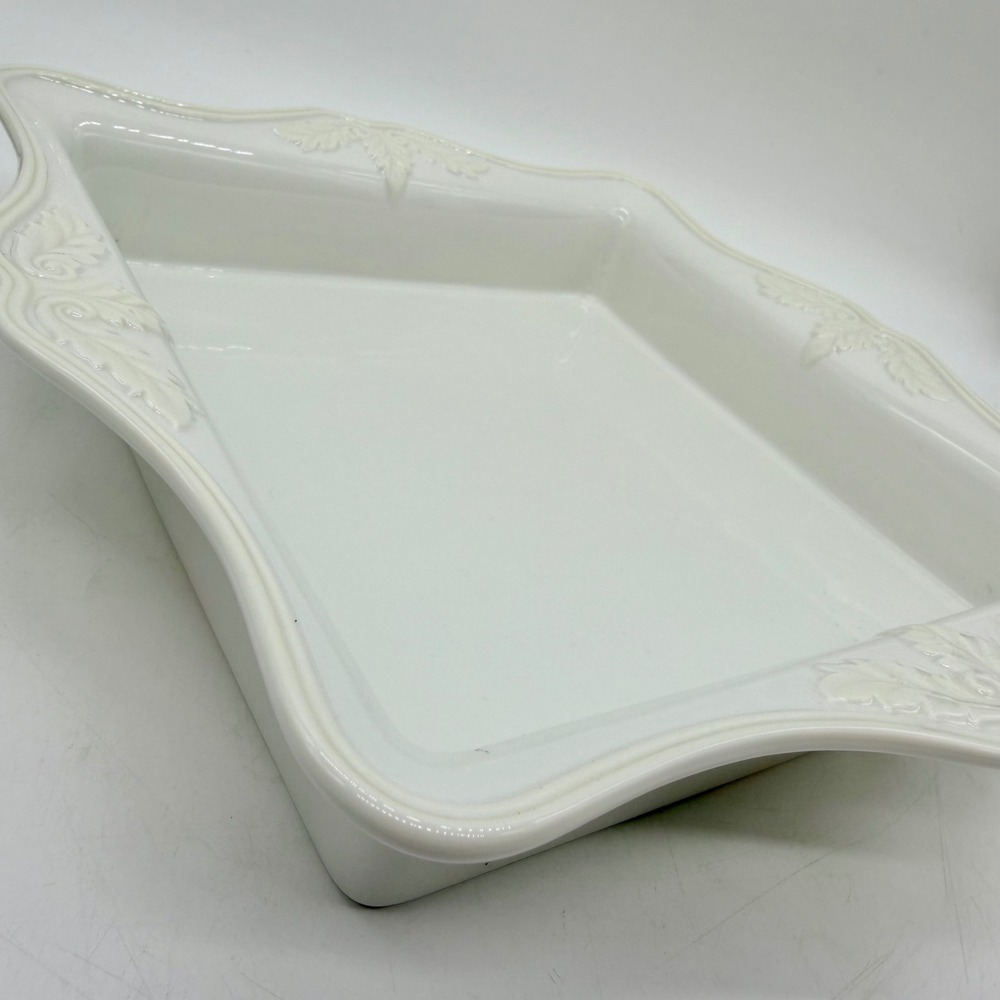 Lenox Butler's‎ Pantry Square Baker Ceramic White Embossed Serving Dish